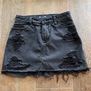 Hollister high rise black denim skirt
